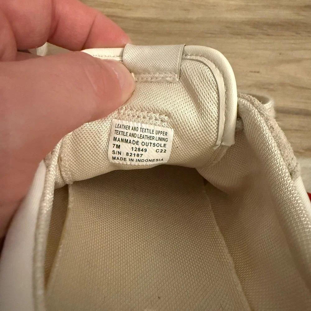 Tory Burch Hank Leather Suede Sneakers Snow White Beige Women's Size 7M No Box